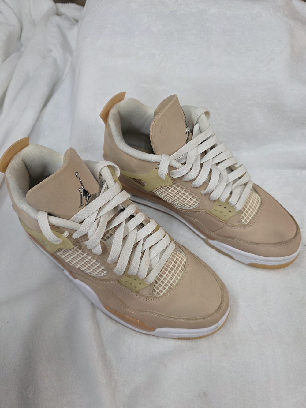 Nike Air Jordan 4 Retro Shimmer Womens Sneakers Tan Leather